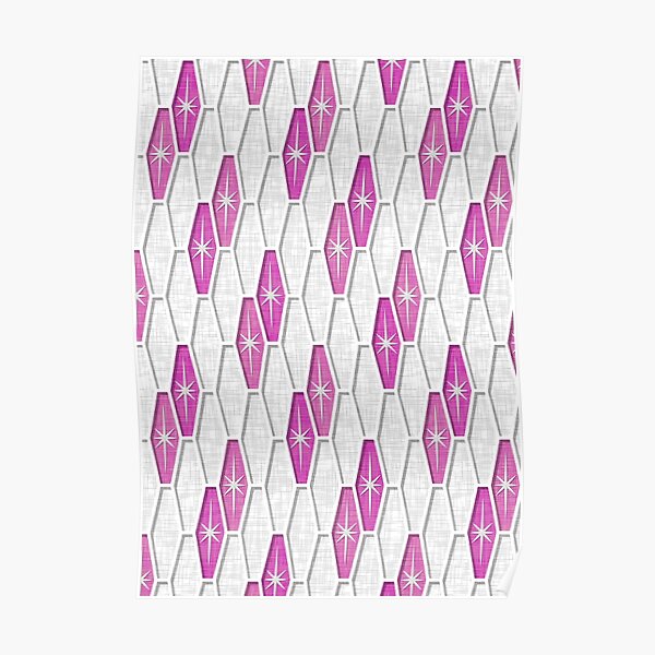 Pink Palm Springs Starburst Hexagons Poster