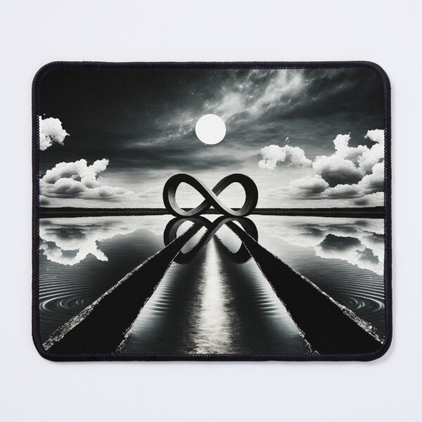 Item preview, Black and White Infinity Water Reflection with the Moon designed and sold by Bitcoin-Fashion.