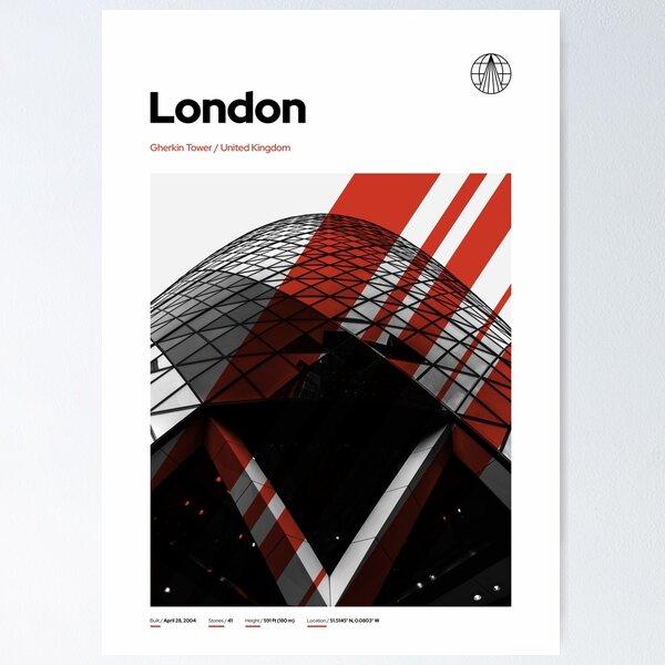 The Gherkin Tower London Architecture Poster