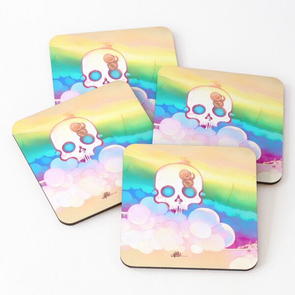 Item preview, Geared skull in rainbow sky designed and sold by Crochetamommy.