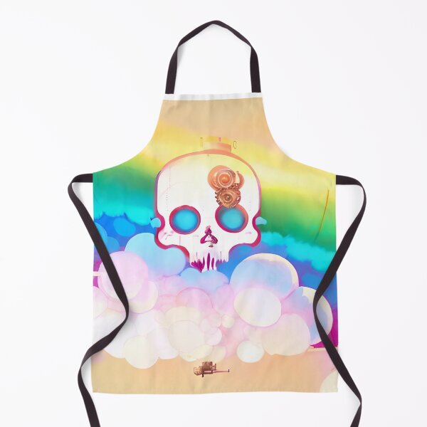 Item preview, Geared skull in rainbow sky designed and sold by Crochetamommy.