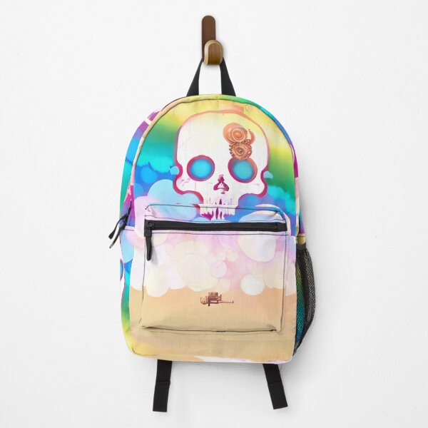Item preview, Geared skull in rainbow sky designed and sold by Crochetamommy.