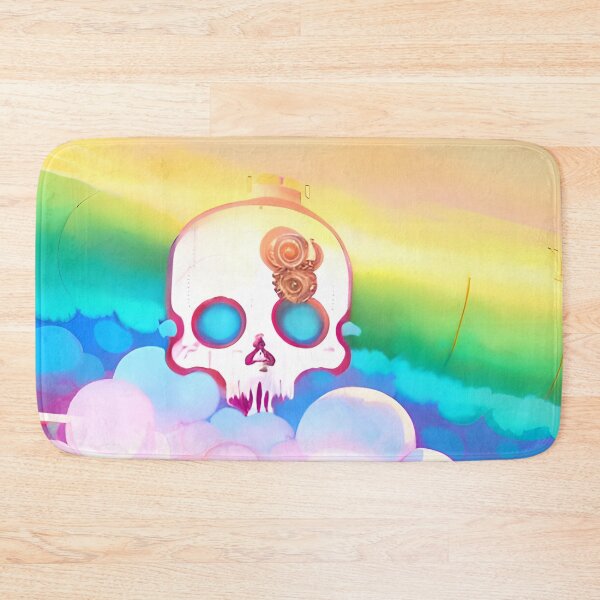 Item preview, Geared skull in rainbow sky designed and sold by Crochetamommy.