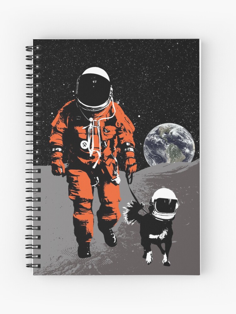 Thumbnail 1 of 3, Journal, Astronaut walking his dog on the moon designed and sold by monsterplanet.