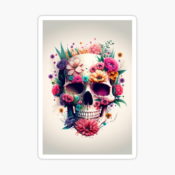 Item preview, Girly Skull and Flowers designed and sold by Myriam Iart.
