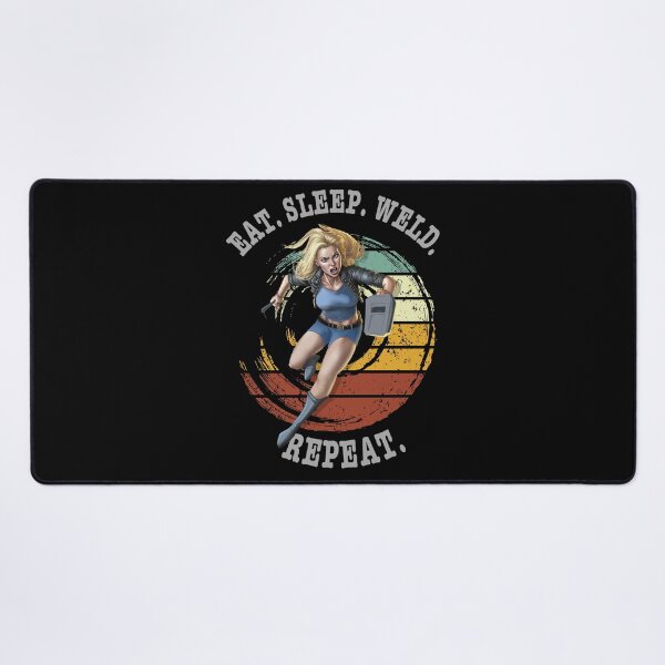 Item preview, Eat sleep weld repeat retro sunset welder design designed and sold by TipTopTapo.