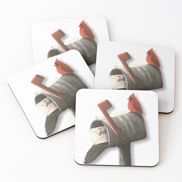 Item preview, Cardinal on a Mailbox with Christmas Letter to Santa designed and sold by SistersInArtN.