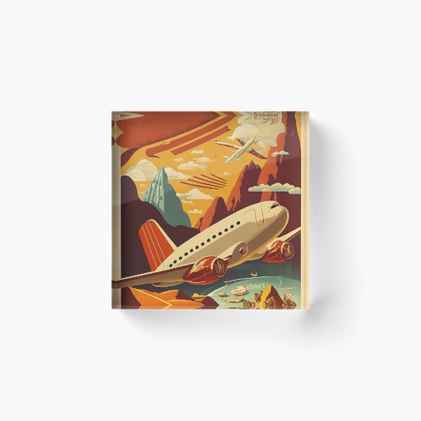 Item preview, Red & White Plane Vintage Travel Poster designed and sold by OldTravelArt.