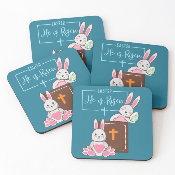 Item preview, He Is Risen Easter Bunny design for Easter Egg Hunts, Church, for little girls who love bunnies and Christians for Easter.  designed and sold by tranquilbeach.