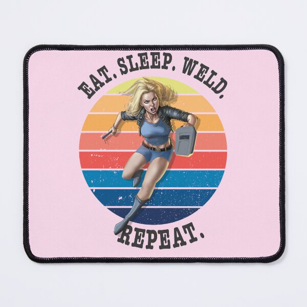Item preview, Eat sleep weld repeat retro sunset welder design designed and sold by TipTopTapo.