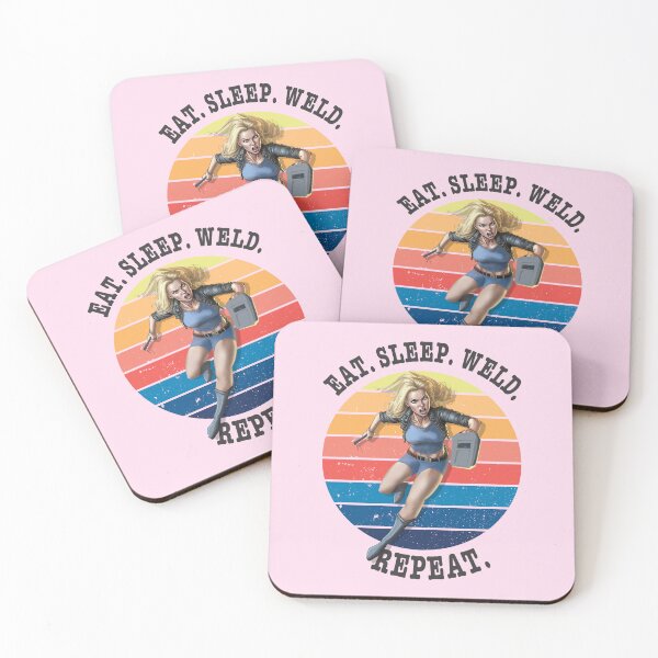 Item preview, Eat sleep weld repeat retro sunset welder design  designed and sold by TipTopTapo.