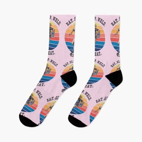 Item preview, Eat sleep weld repeat retro sunset welder design  designed and sold by TipTopTapo.