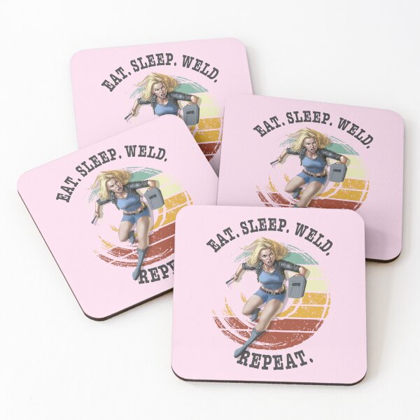 Item preview, Eat sleep weld repeat retro sunset welder design  designed and sold by TipTopTapo.