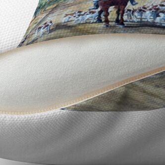 Alternate view of Autumn Hounds and Horses Throw Pillow