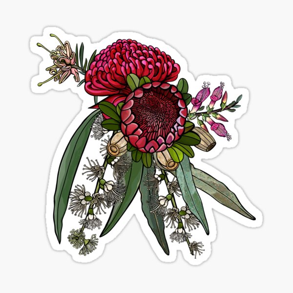 Item preview, Outback Eucalyptus And Waratah Florals   designed and sold by Sketchbook Designs.