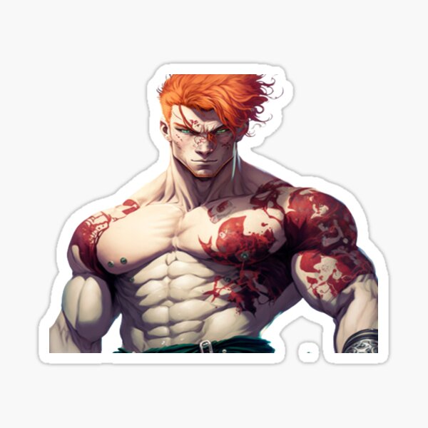 Muscular Anime Guy Sticker for Sale by baraclub