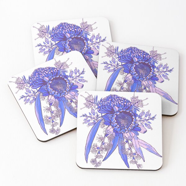 Item preview, Vintage Outback Eucalyptus And Waratah Florals   designed and sold by Sketchbook Designs.