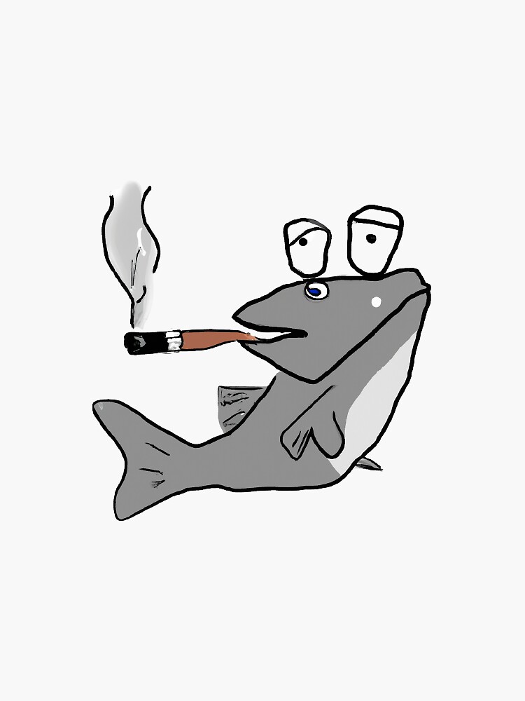 "A Fish Smoking A Cigarette stickers" Sticker for Sale by olexDesigns Redbubble
