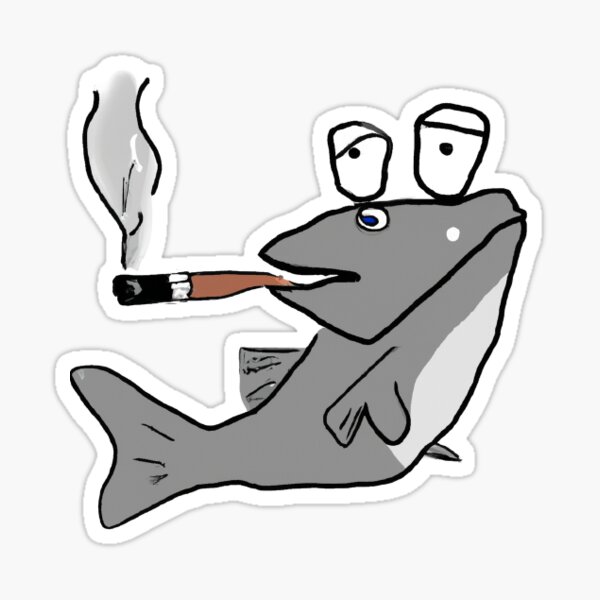 "A Fish Smoking A Cigarette stickers" Sticker for Sale by olexDesigns