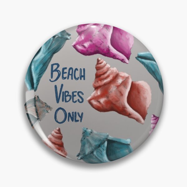 Item preview, Beach Vibes Only teal, pink, and red seashells on grey designed and sold by katerosestudios.