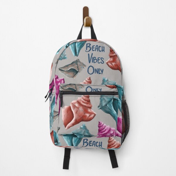 Item preview, Beach Vibes Only teal, pink, and red seashells on grey designed and sold by katerosestudios.