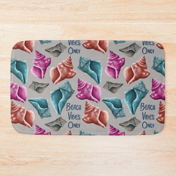 Item preview, Beach Vibes Only teal, pink, and red seashells on grey designed and sold by katerosestudios.
