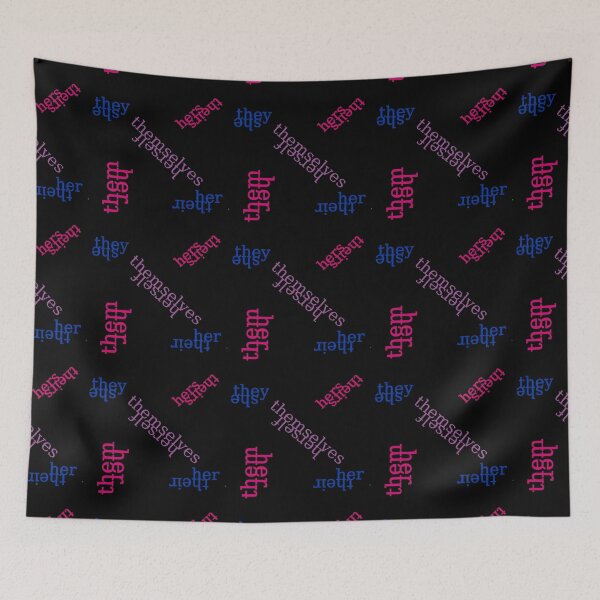 Item preview, She/They Bi Pride Flag Pronouns on Black designed and sold by Pyrolitheus.