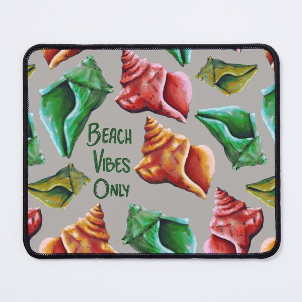 Item preview, Beach Vibes Only green, orange, and red seashells on grey designed and sold by katerosestudios.