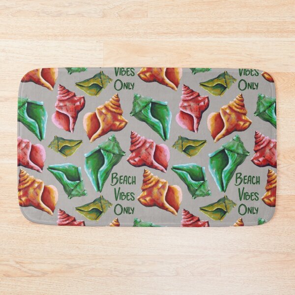 Item preview, Beach Vibes Only green, orange, and red seashells on grey designed and sold by katerosestudios.