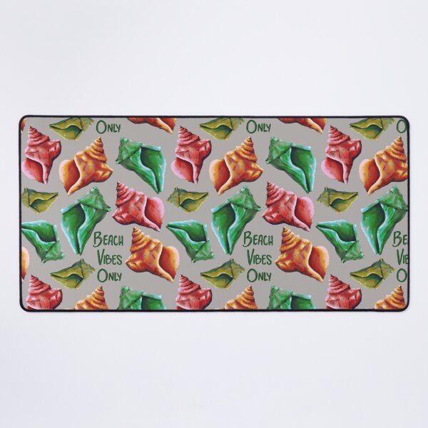 Item preview, Beach Vibes Only green, orange, and red seashells on grey designed and sold by katerosestudios.