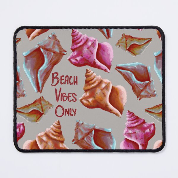 Item preview, Retro Beach Vibes Only teal, orange, and pink seashells on grey designed and sold by katerosestudios.