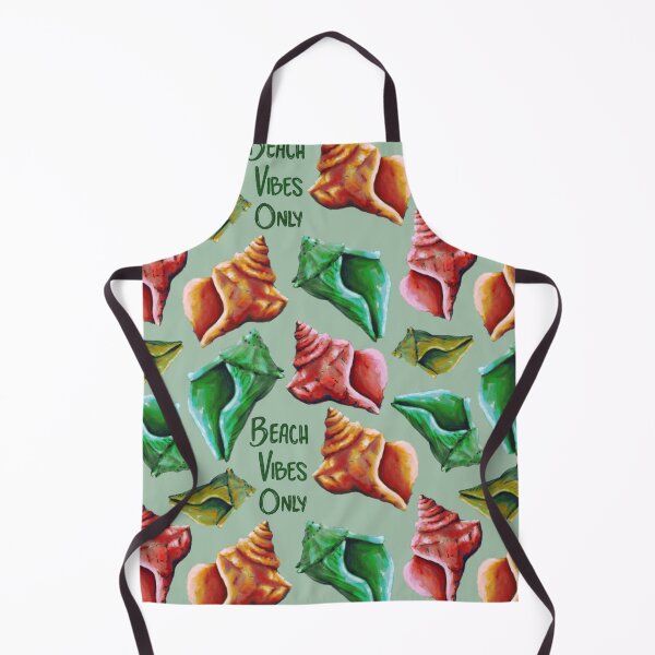 Item preview, Beach Vibes Only green, orange, and red seashells on green designed and sold by katerosestudios.
