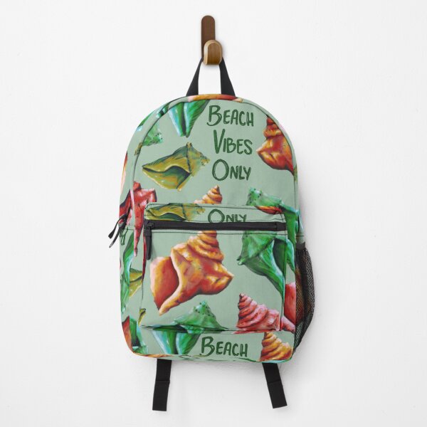 Item preview, Beach Vibes Only green, orange, and red seashells on green designed and sold by katerosestudios.