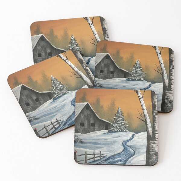 Item preview, Snowy Barn and Birch  designed and sold by SistersInArtN.