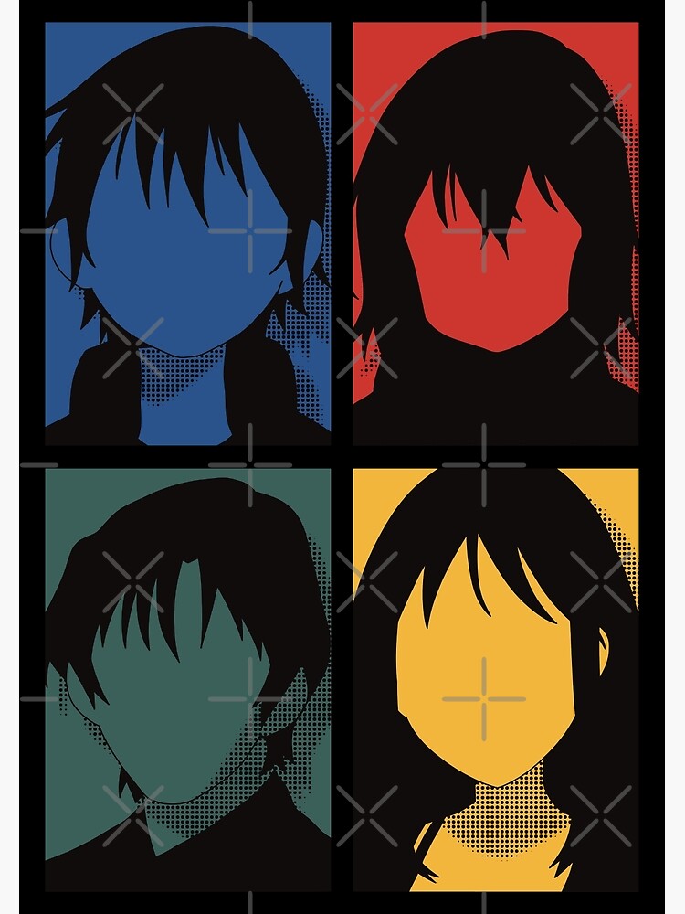 Erased anime, All main character in black and white pop art minimalist  design