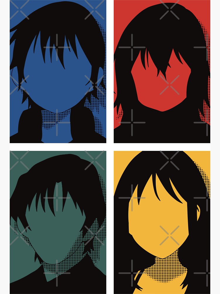 Erased anime, All main character in black and white pop art minimalist  design