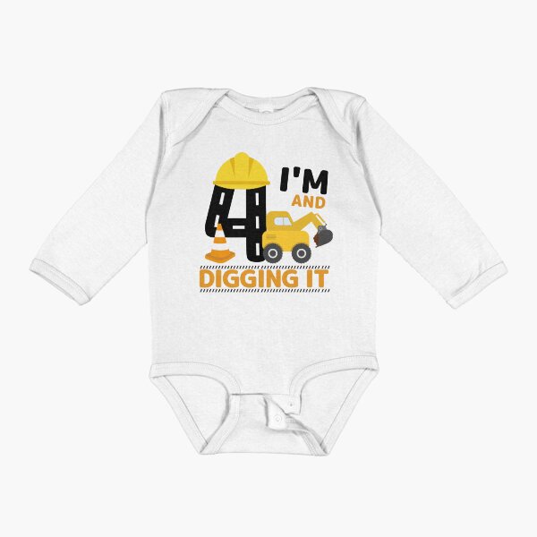 Item preview, Construction Theme Kids Party - Im 4 and Digging It - 4 Years Old 4th Birthday Gift - Construction Excavator designed and sold by GlazifiedArts.
