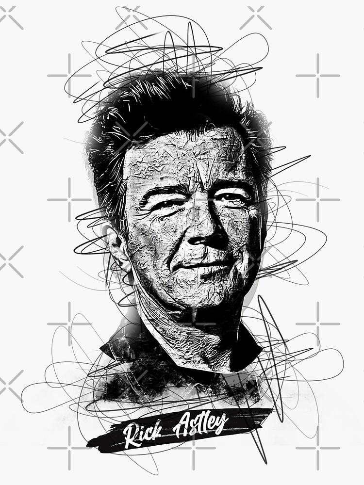 "Rick Astley Shirt, Rick Astley Abstract Sketch Art" Sticker for Sale