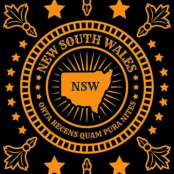 Artwork thumbnail, New South Wales Map Motto Latin - Orta Recens Quam Pura Nites - NSW Australia States by Ranggasme