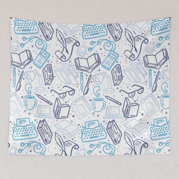 Item preview, Bookish Mood Doodles Sky Blue designed and sold by polliadesign.