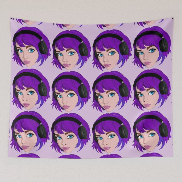 Item preview, Purple Haired Girl in Headphones designed and sold by Lilieae.