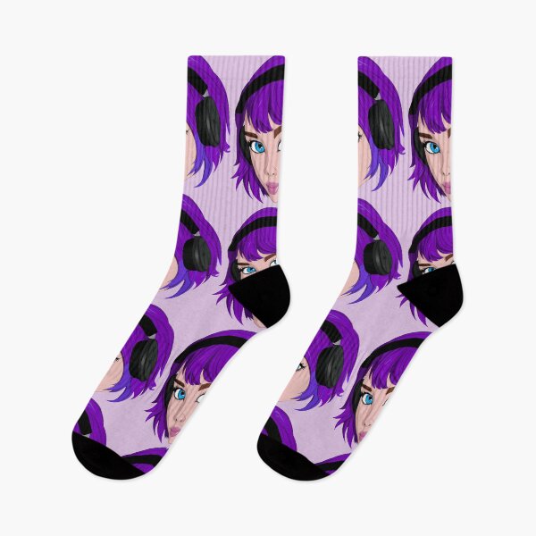 Item preview, Purple Haired Girl in Headphones designed and sold by Lilieae.