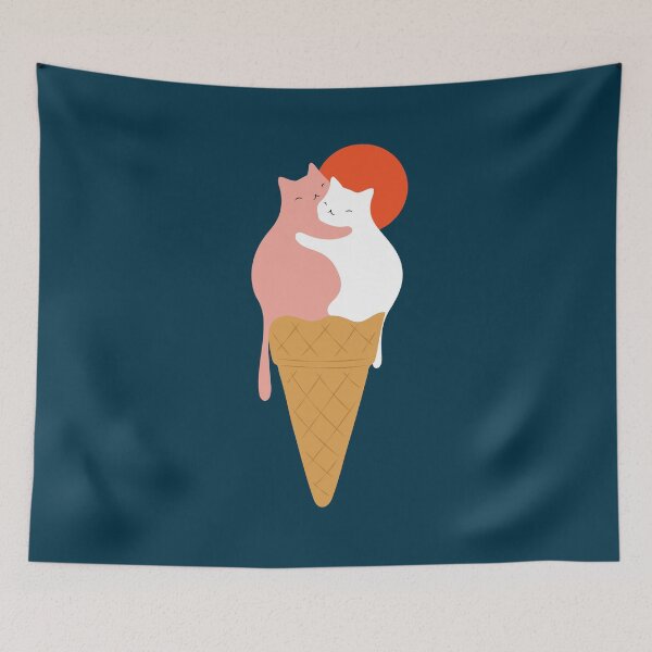 Item preview, Cat Landscape 145: Strawberry and Vanilla designed and sold by ilovedoodle.
