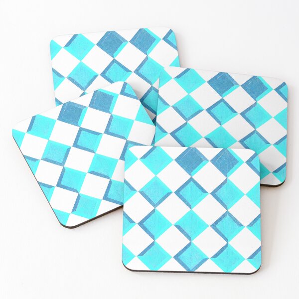 Item preview, Cyan Diagonal Checkers On White designed and sold by Patternifico.
