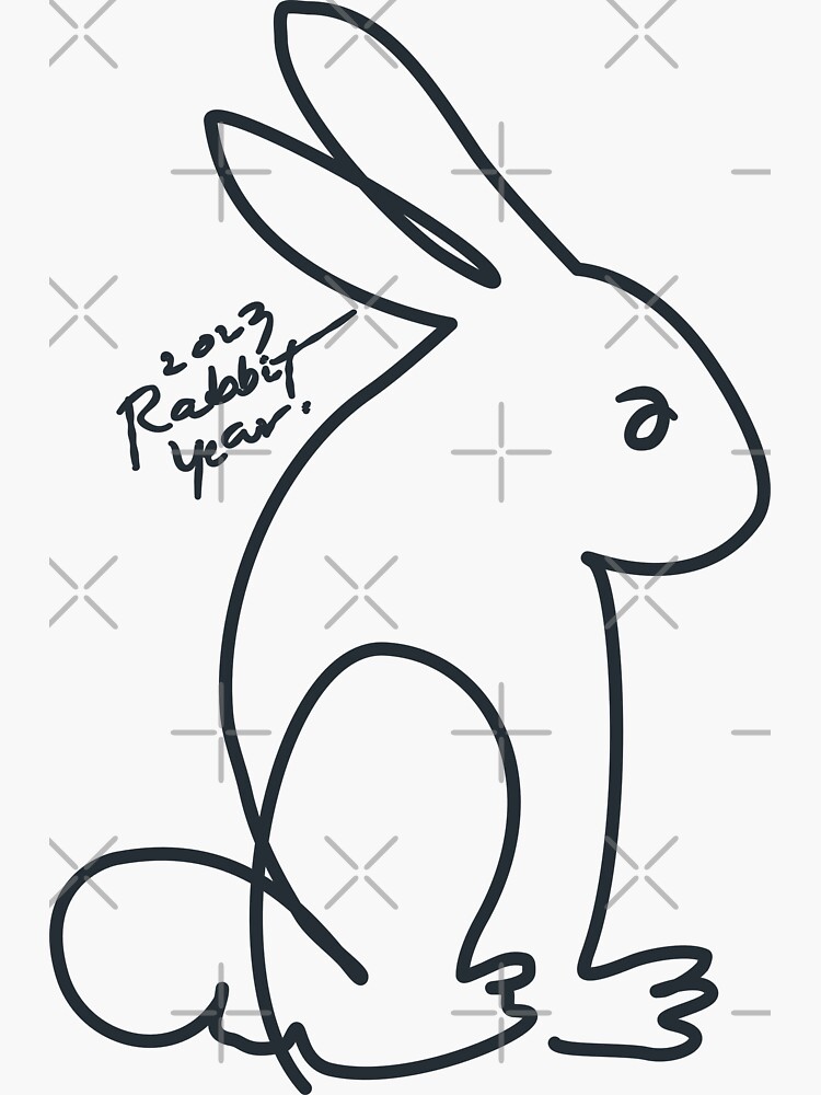 Abstract One Line Drawing Rabbit 2023 Year Of The Rabbit Sticker For Sale By Kennstyl Redbubble