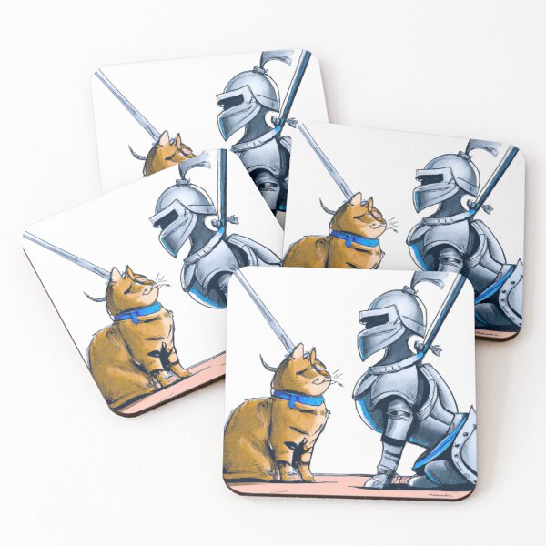 Item preview, Cat and knight face off-Edited AI generated art designed and sold by Frostp.