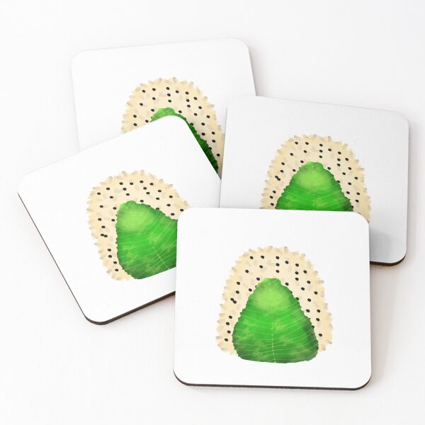 Item preview, Sesame Onigiri with shiso leaf in watercolor style designed and sold by pamaripai.