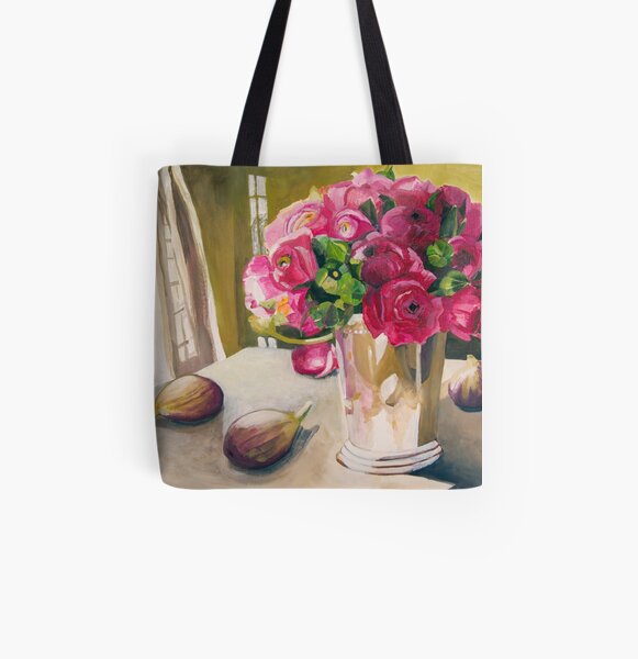 Ranunculus With Figs All Over Print Tote Bag