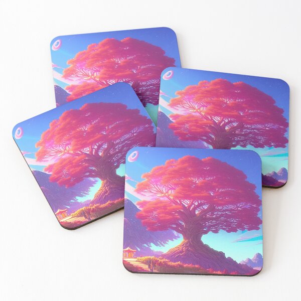 Item preview, Colorful surreal landscapes scenery with vibrant colors 4 beautiful tree designed and sold by vishalraifx.
