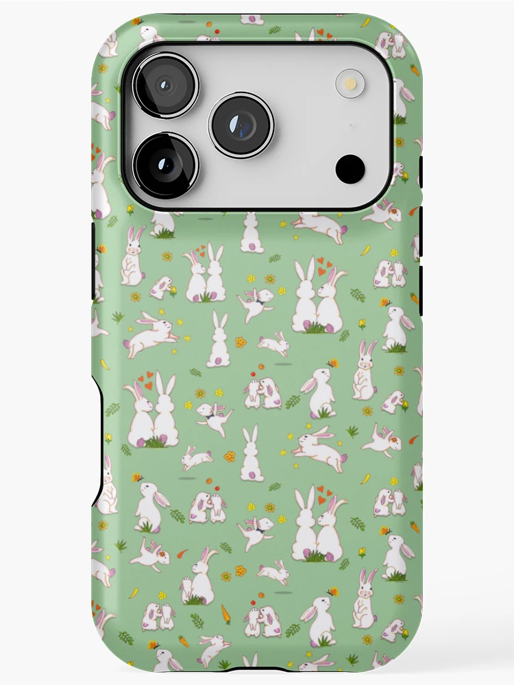 Thumbnail 1 of 4, iPhone Case, Enchanted Rabbit Family - Spring Green designed and sold by BlissDrizzle.